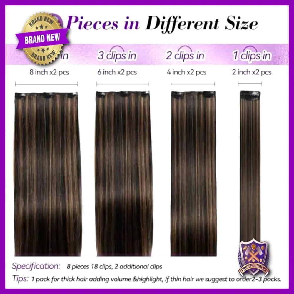18 Inch Clip In Human Hair Extensions 100g Straight Seamless Double Weft